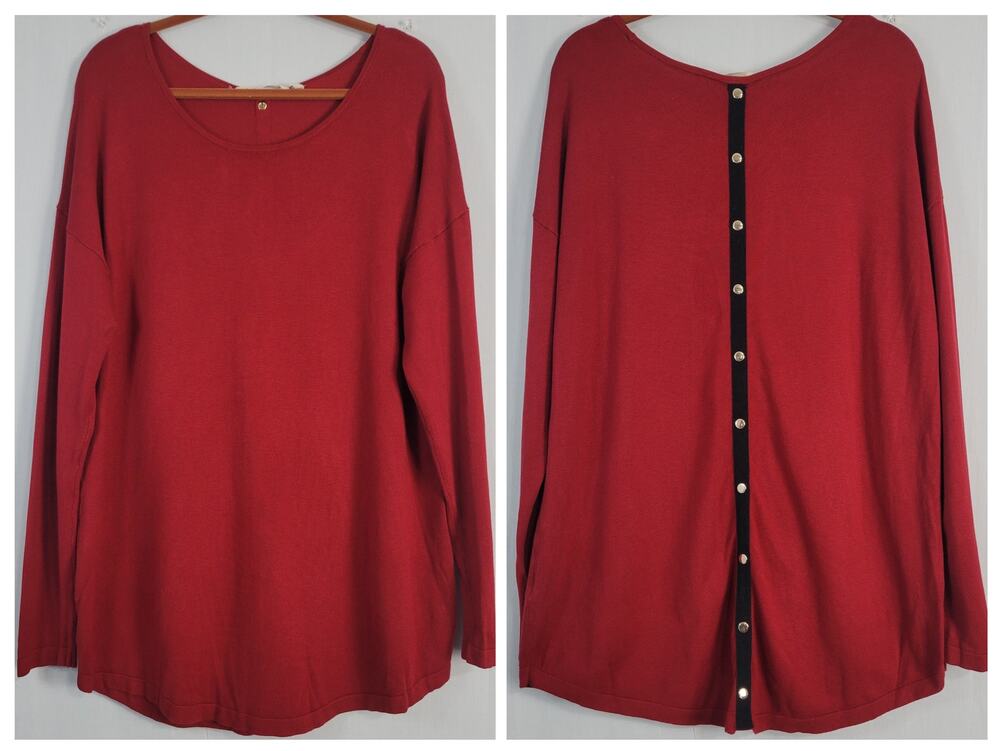 Soft Surroundings Trieste Tunic Top size L red Longline Relaxed Soft Comfort